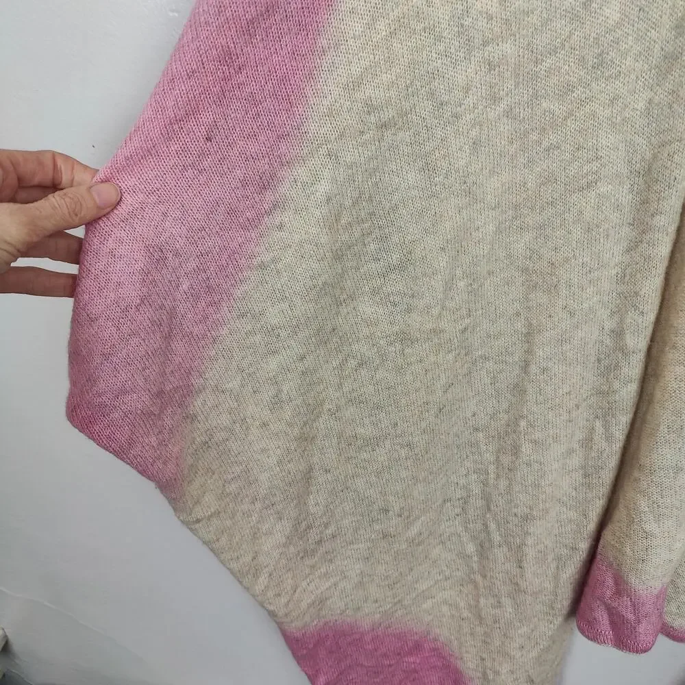 Roberta Roller‎ Rabbit Cashmere Cardigan Womens One Size Pink Oatmeal Sweater